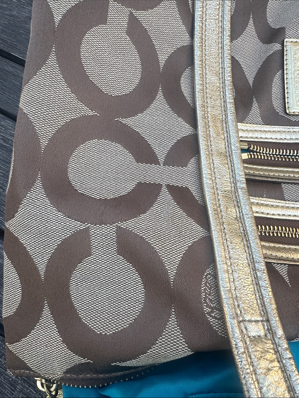 Coach Poppy Optic C Brown Tote With Confetti Hang Tag - Picture 12 of 17